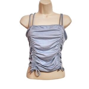 Briavia Shirred Crop Top Sky Blue Large